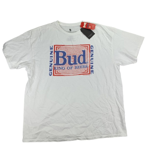 Junk Food Clothing Other - Junk Food Mens Budweiser Psyche Short Sleeve Crewneck T-Shirt White 2XL